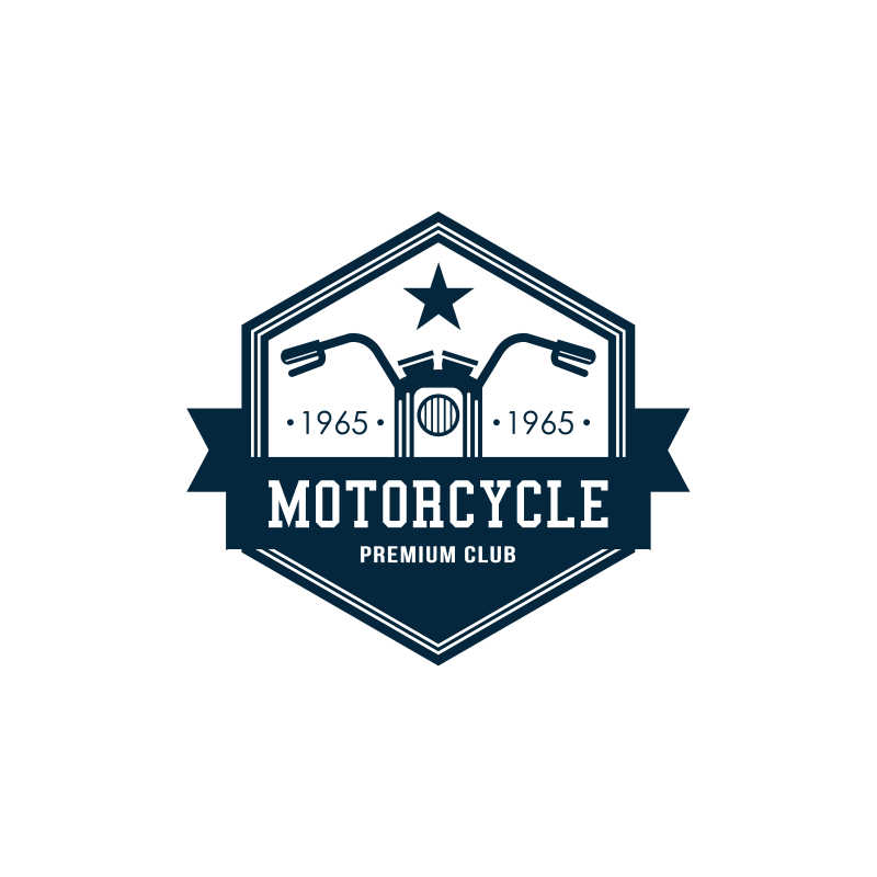 白色背景上的摩托车徽章模板