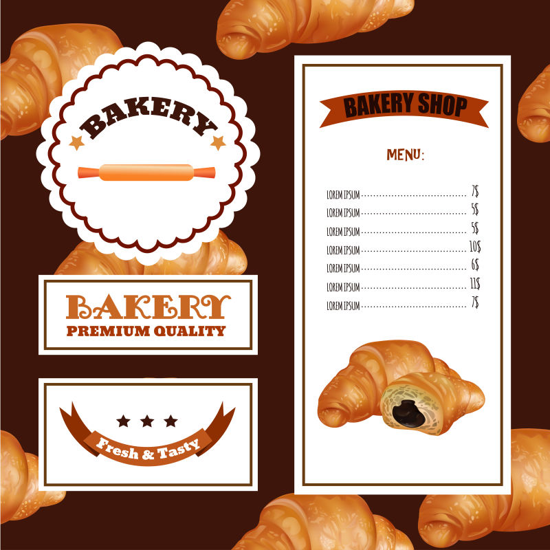 矢量烘焙菜单设计模板