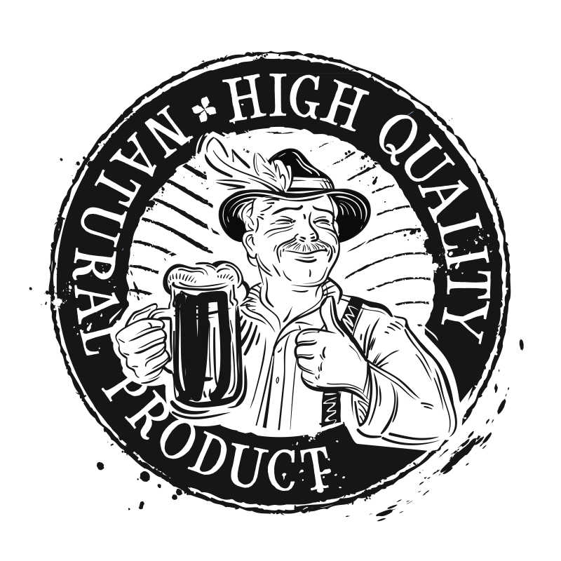 拿着啤酒的男人矢量酒馆商标设计