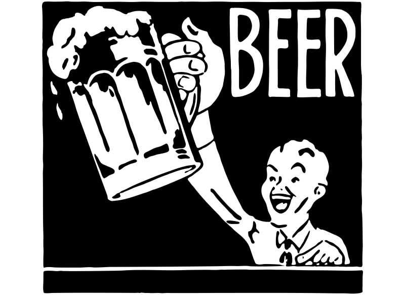 喝啤酒的人矢量插画