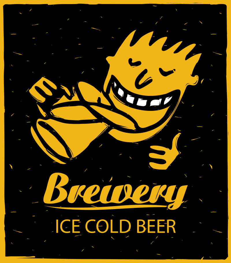 喝啤酒的人矢量商标