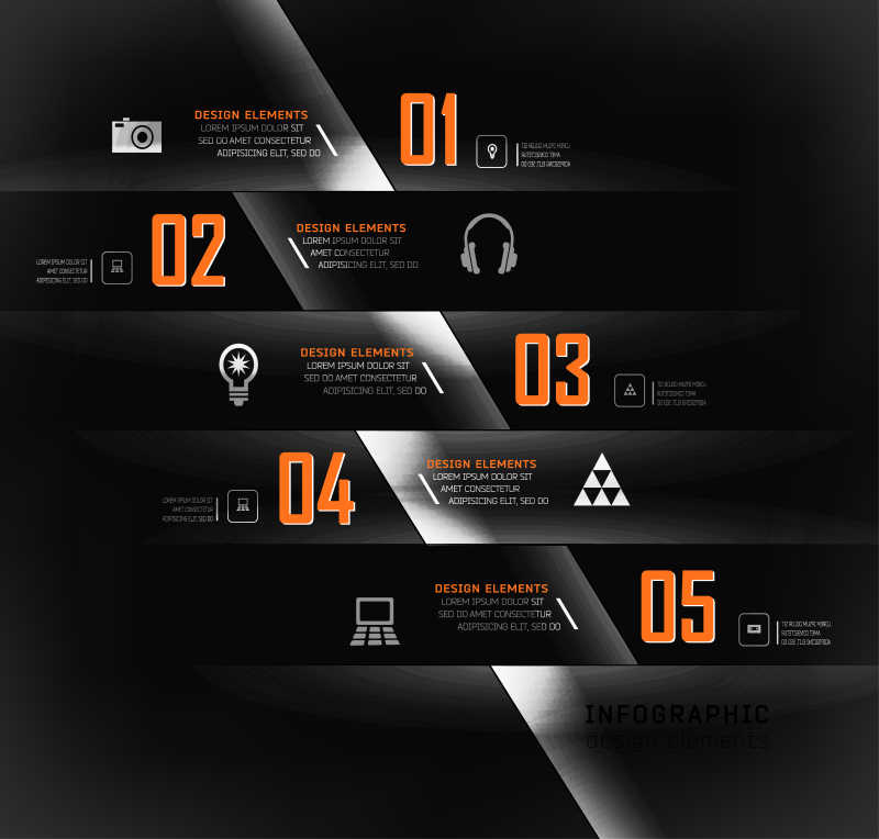 黑色现代矢量信息图表元素模板