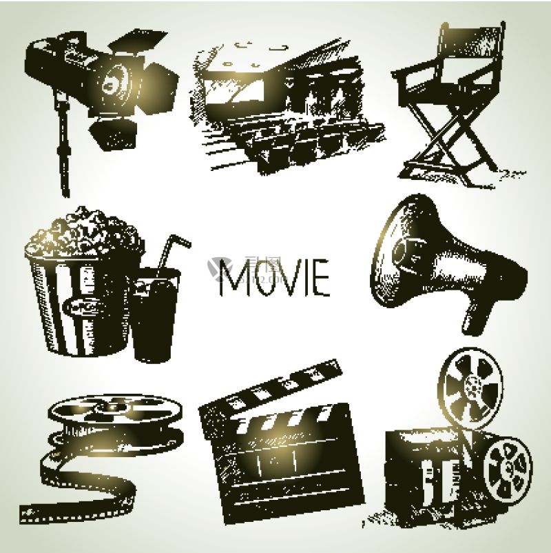 手绘电影设备矢量设计