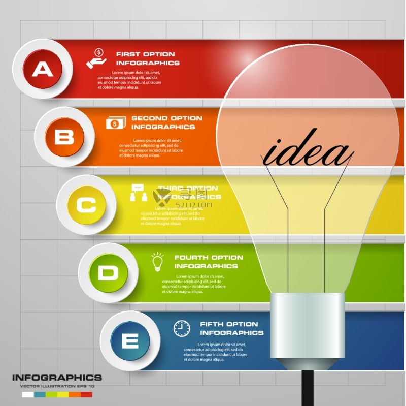灯泡与创意结合的概念插画