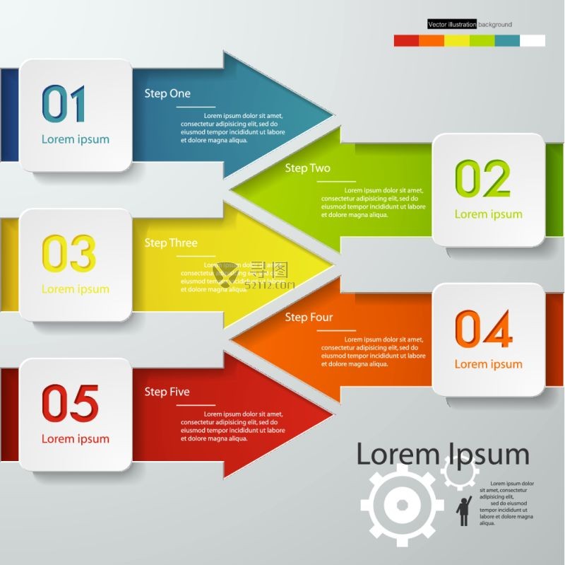 箭头形状矢量流程图设计模板