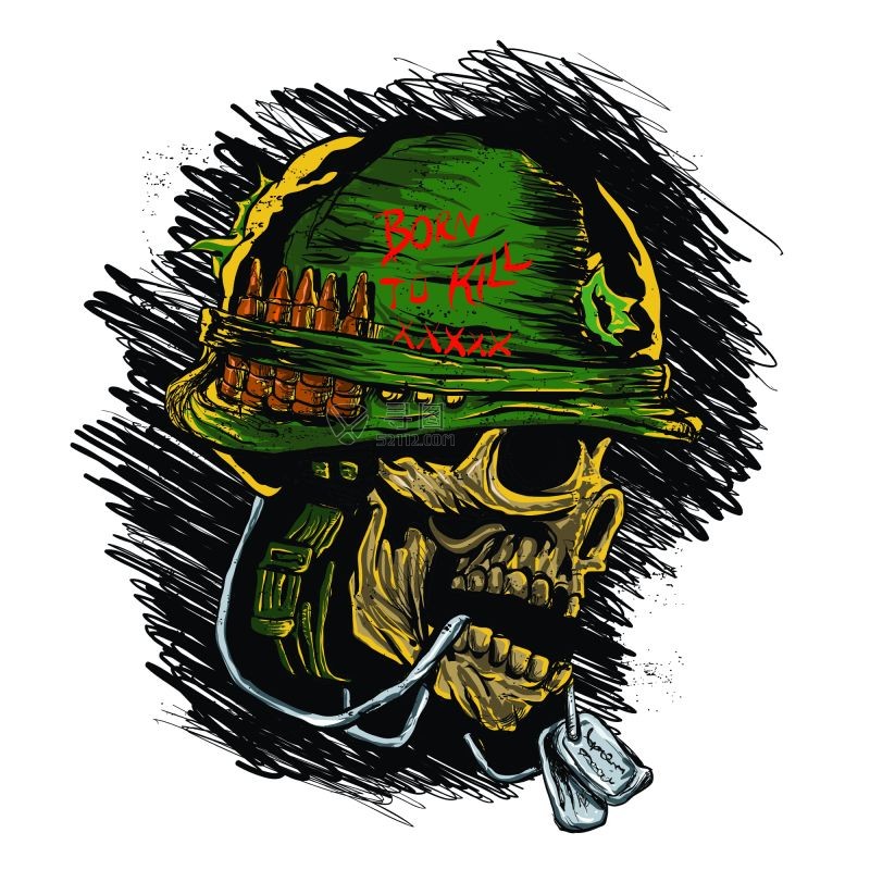 矢量带头盔的头骨素材