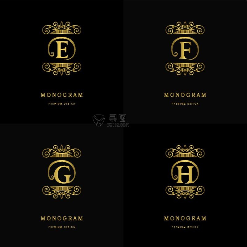 四个精致的金色矢量标签