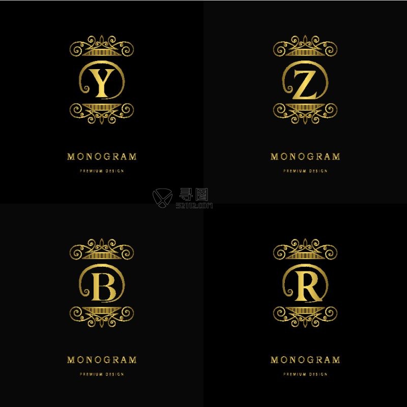 四个金色矢量标签