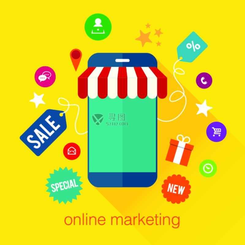 手机移动营销概念的矢量图示