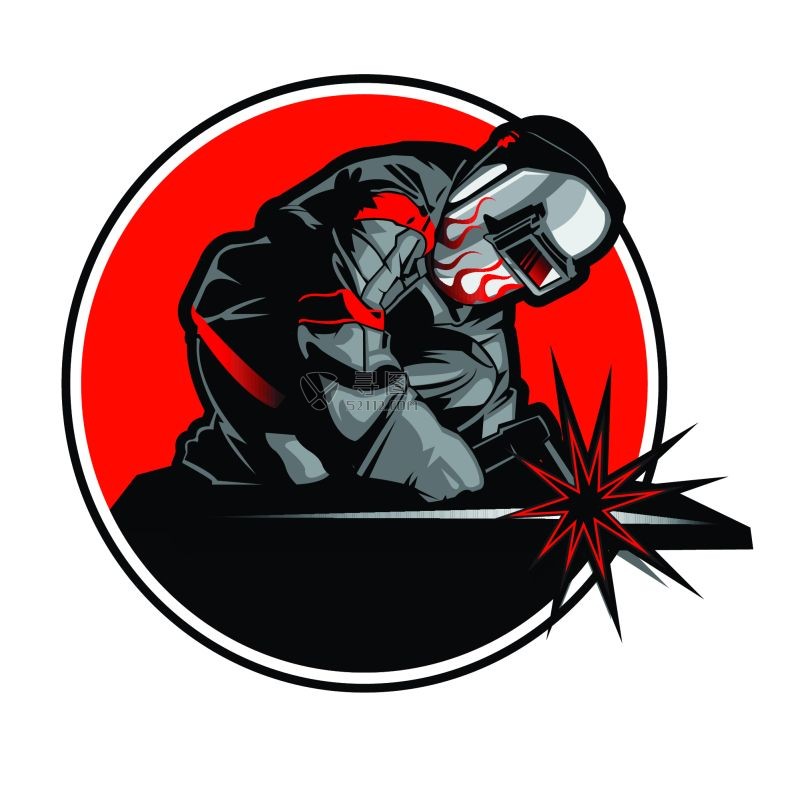 正在做焊机工作的卡通人物形象矢量