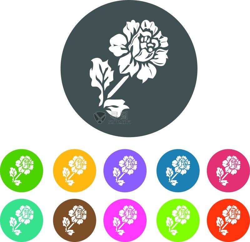 矢量牡丹花图标