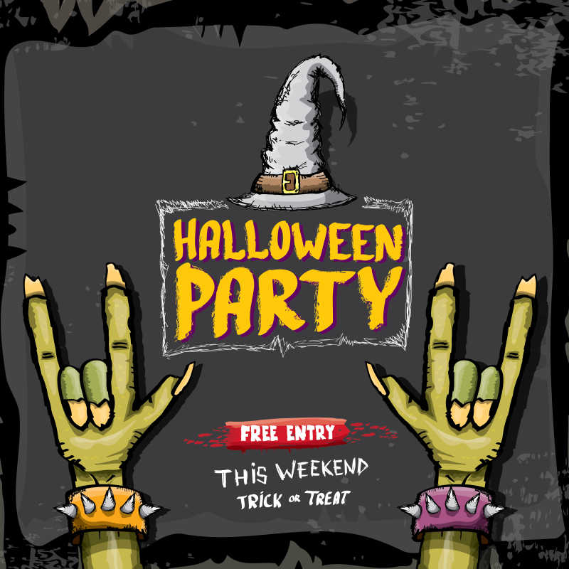 万圣节僵尸插画矢量背景