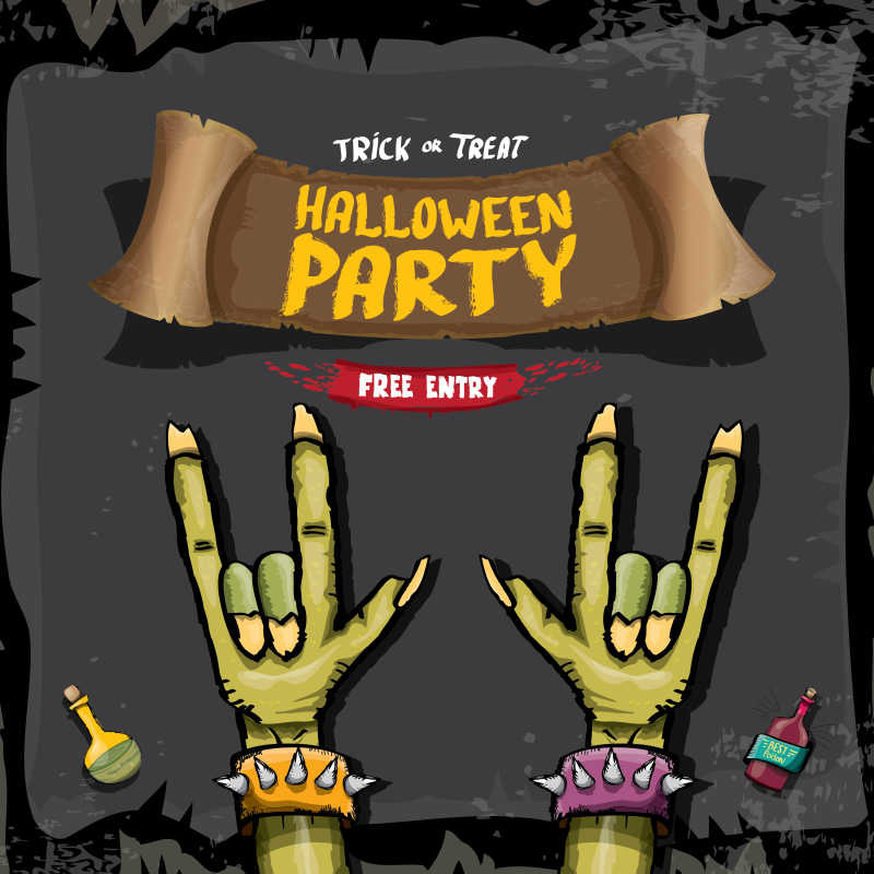 矢量的万圣节僵尸插画背景