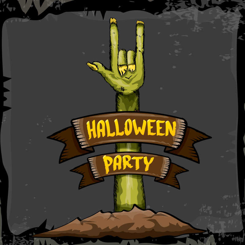 墓地里的僵尸手臂矢量