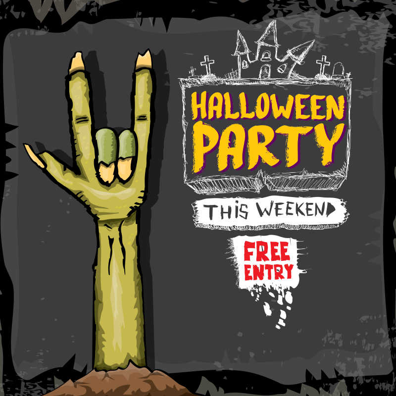 矢量万圣节僵尸主题插画