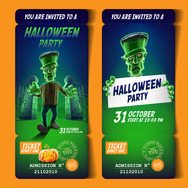 矢量万圣节的派对门票素材