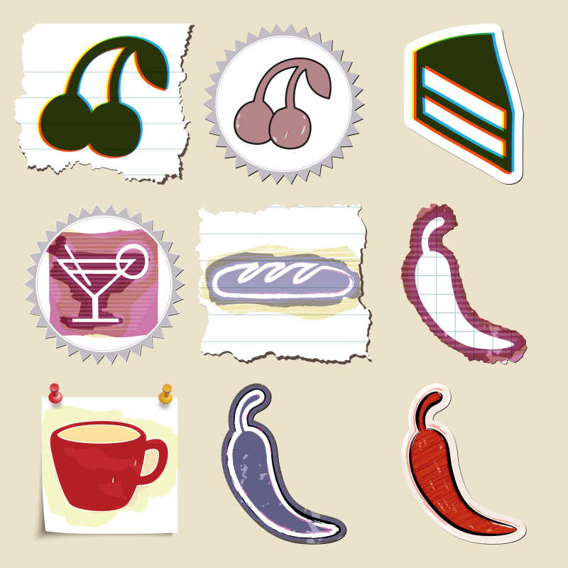 矢量手绘食品饮料标签