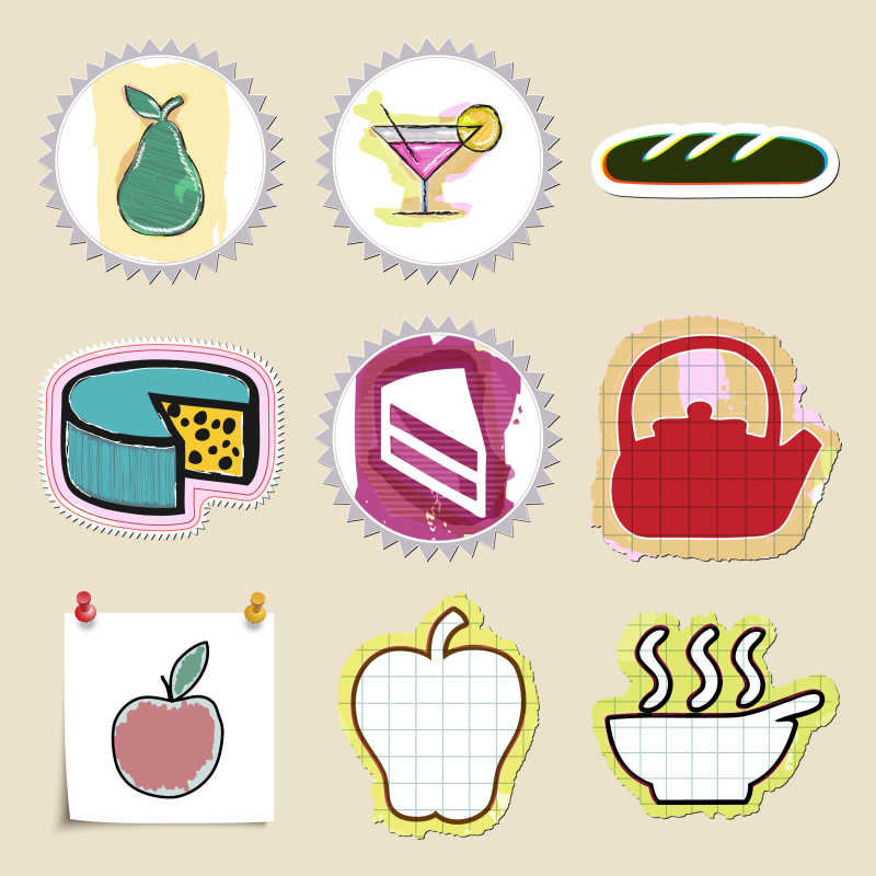 矢量手绘的食品饮料标签