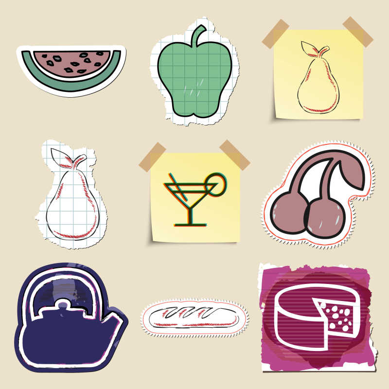 矢量手绘标签贴纸