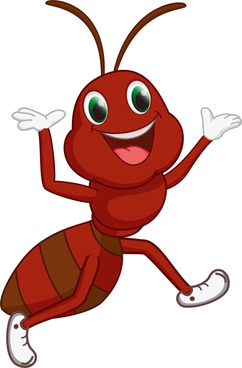 卡通红色蚂蚁的矢量插图