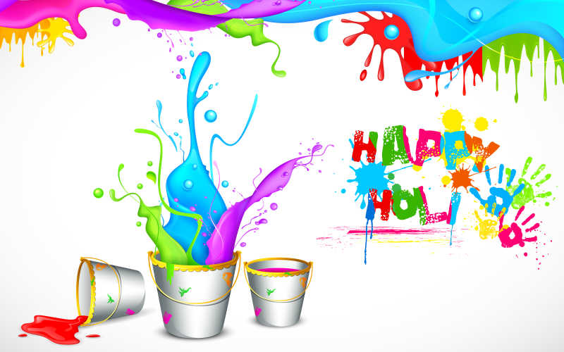 矢量洒红节的喷洒的油漆背景