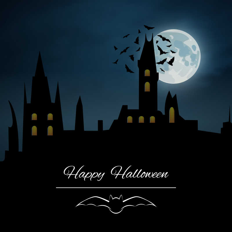 万圣节城堡矢量背景