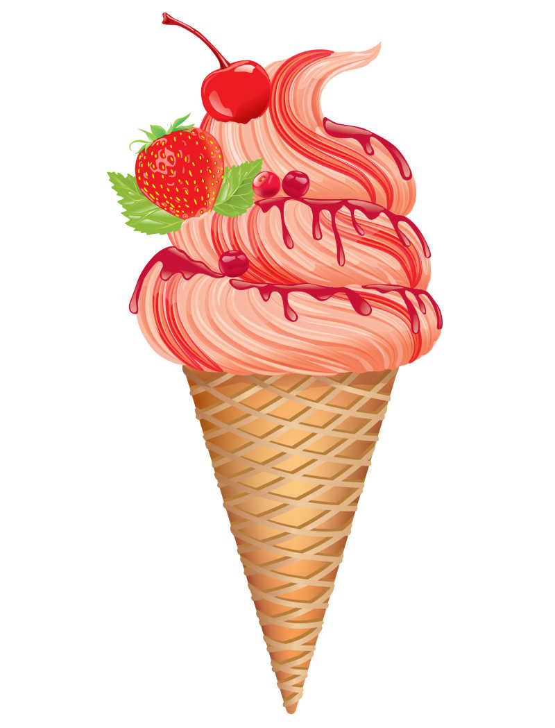 矢量卡通粉色冰淇淋