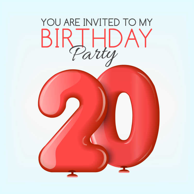 红色矢量的生日号码模板