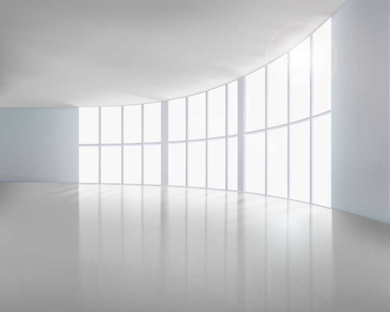 矢量有窗户的大型空白大厅