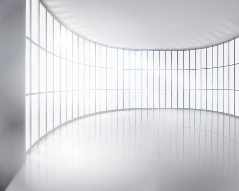 有一排窗户的大厅矢量图