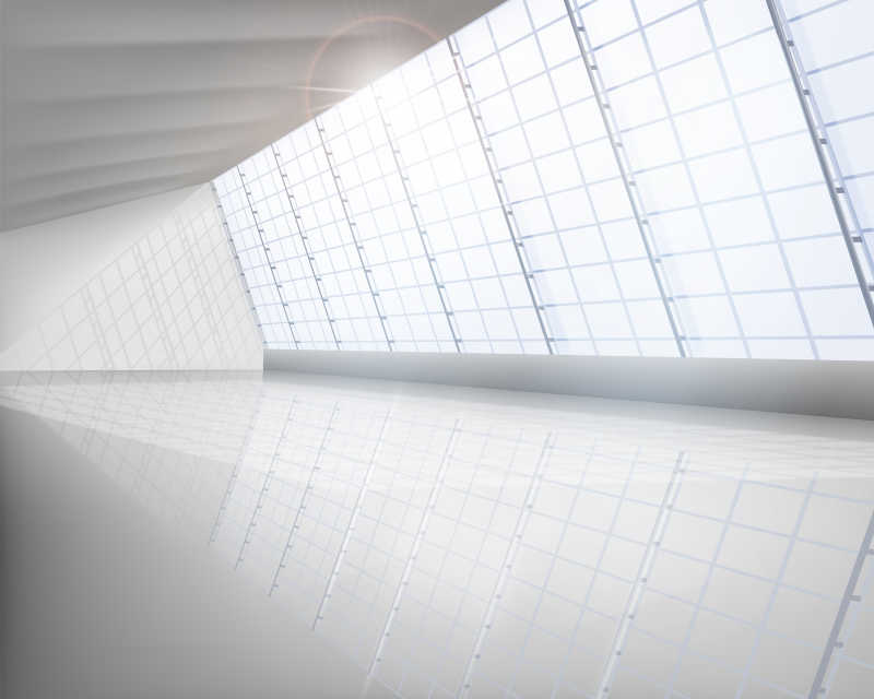 通透玻璃窗的大厅矢量图