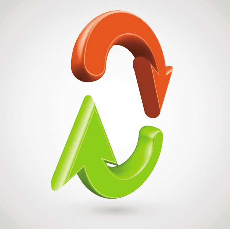 矢量3d橙色绿色箭头