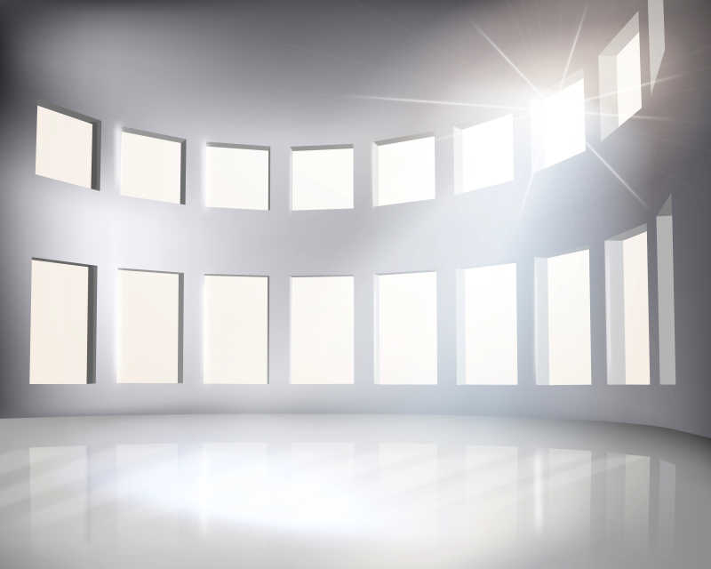 照明充足的空旷大厅矢量图