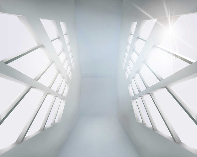 矢量明亮的办公大楼内部