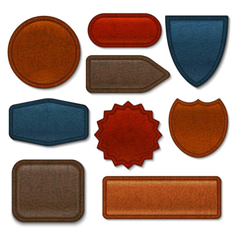 各种颜色的矢量皮革标签元素