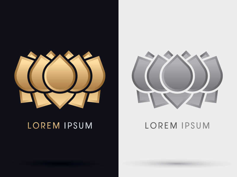 抽象集合莲花的矢量标志设计