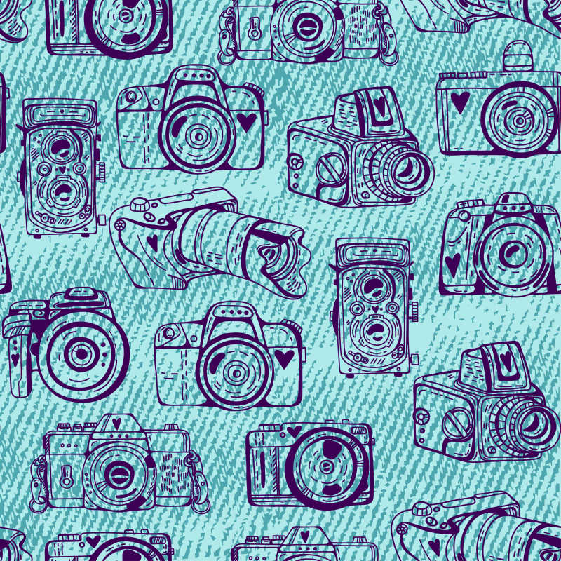 蓝色背景下矢量相机背景