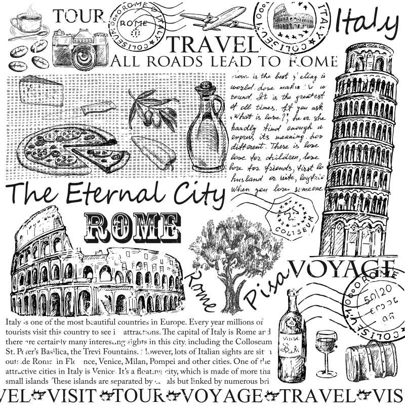 矢量罗马意大利素描