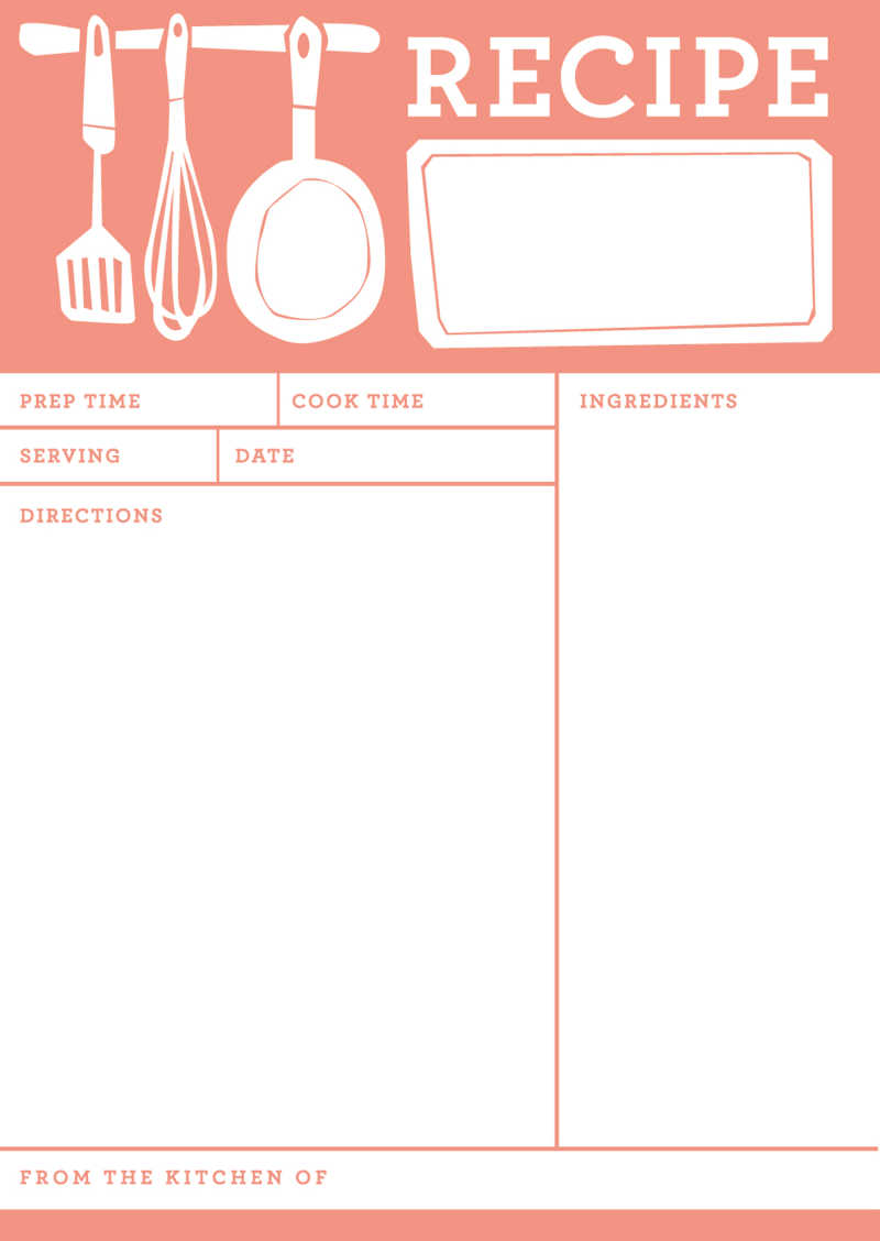   空白配方食谱模板的矢量插图