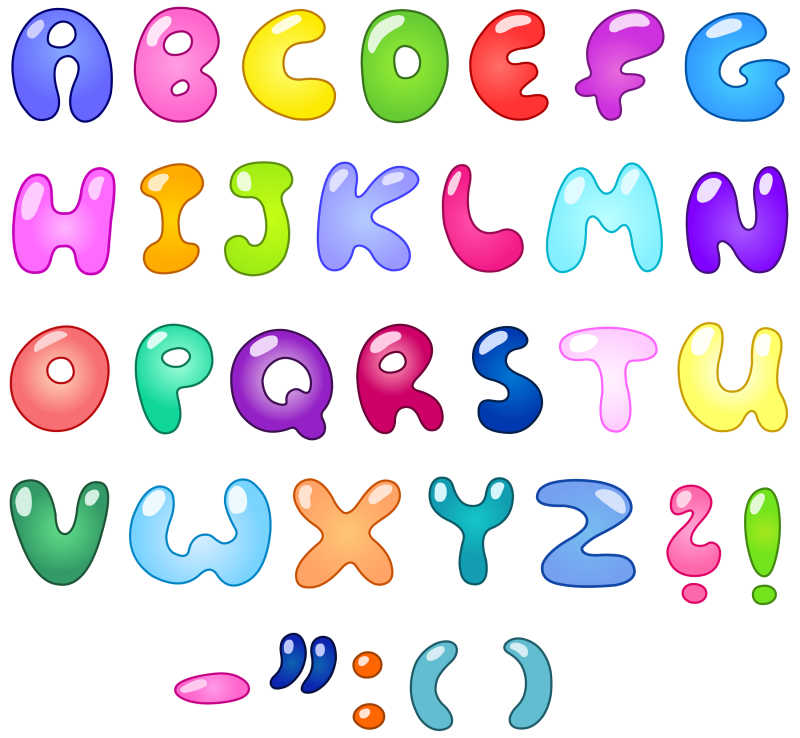泡泡字体26个字母涂鸦图片