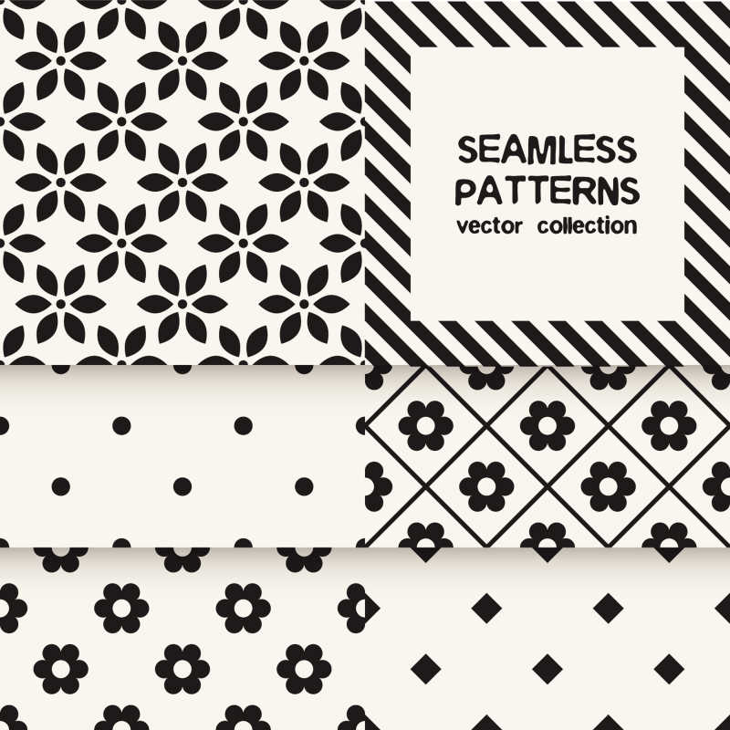 黑白花卉图案矢量背景