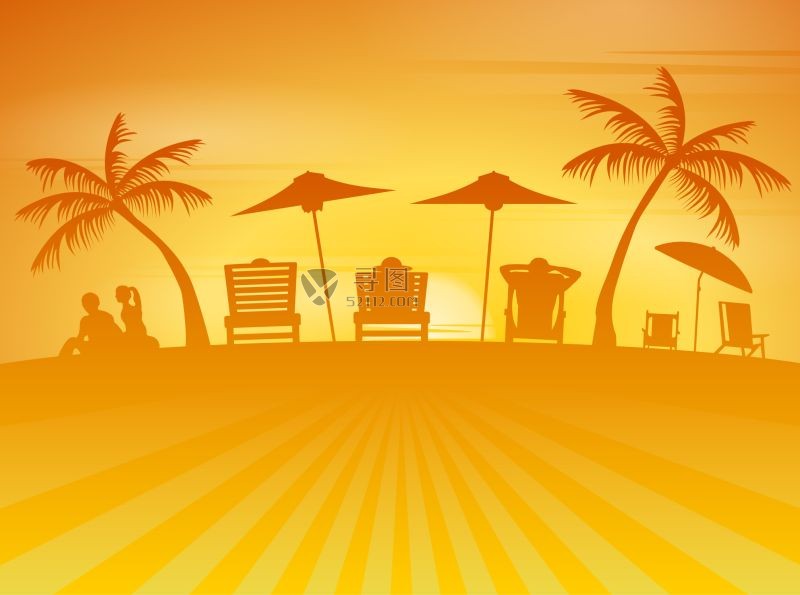 散发光芒的海滩矢量插图