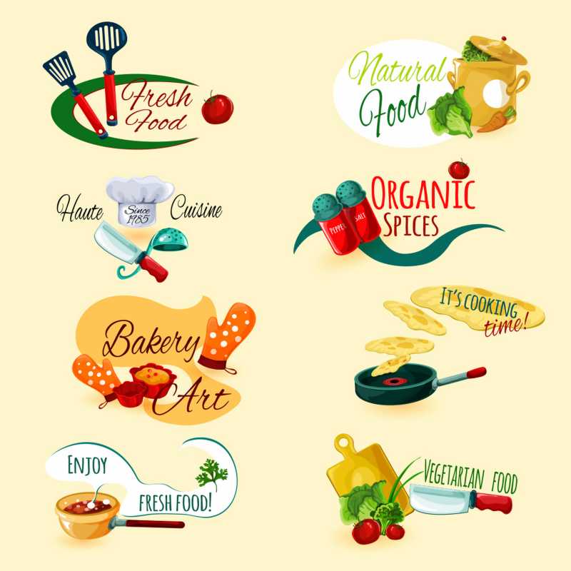 天然有机食品的矢量标签插图