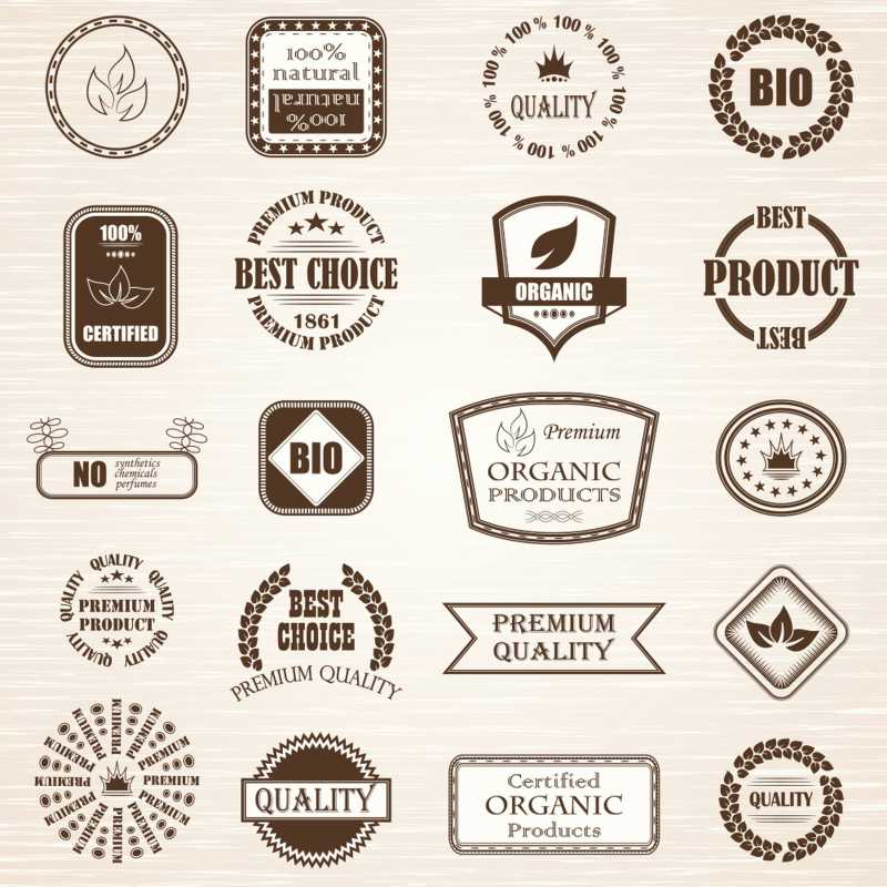 天然有机产品标签矢量