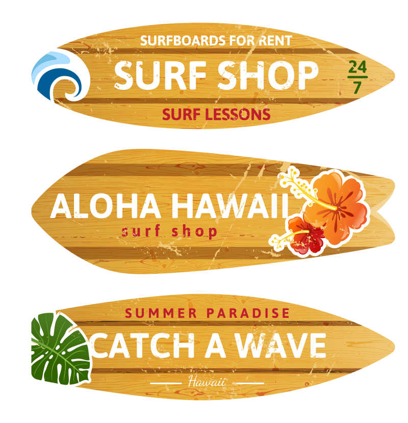 矢量木制冲浪板