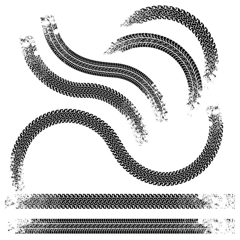 弯曲的轮胎轨迹矢量模板