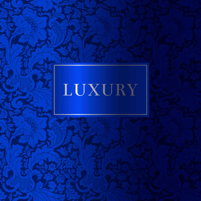 矢量的蓝色巴洛克风格花纹