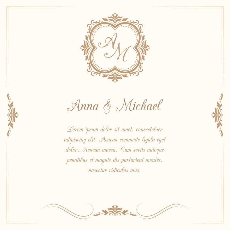 精美简单的婚礼请帖矢量模板