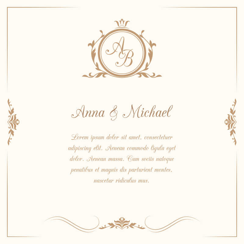 矢量精致的婚礼请帖模板