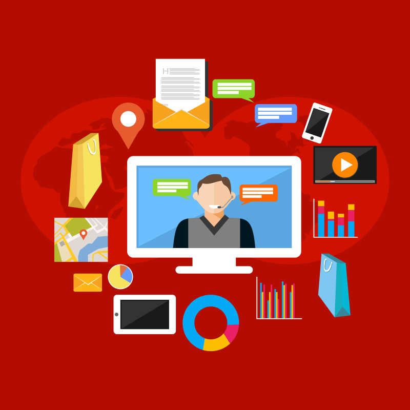 在线服务矢量背景